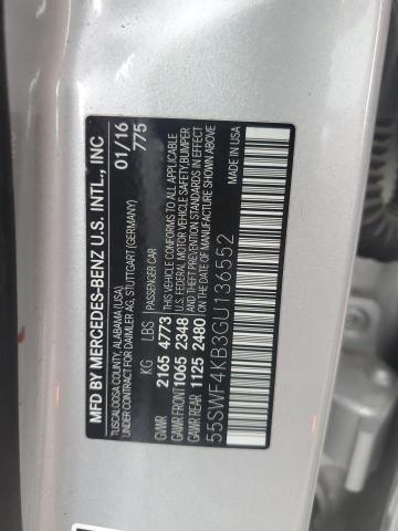 55SWF4KB3GU136552 - 2016 MERCEDES-BENZ C 300 4MATIC SILVER photo 12