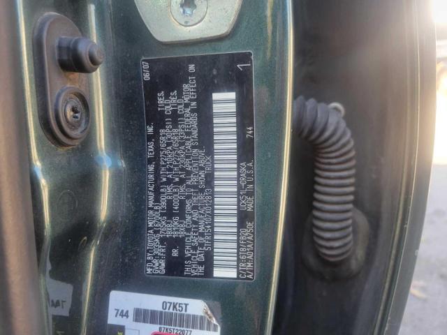 5TFRT54107X012813 - 2007 TOYOTA TUNDRA DOUBLE CAB SR5 GREEN photo 10
