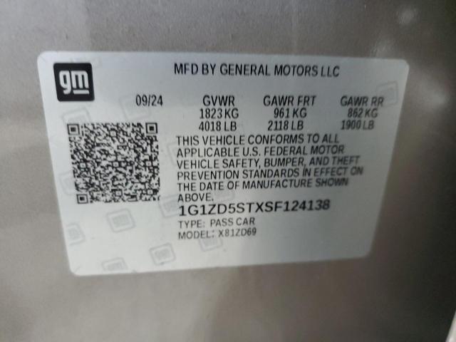 1G1ZD5STXSF124138 - 2025 CHEVROLET MALIBU LT BEIGE photo 12