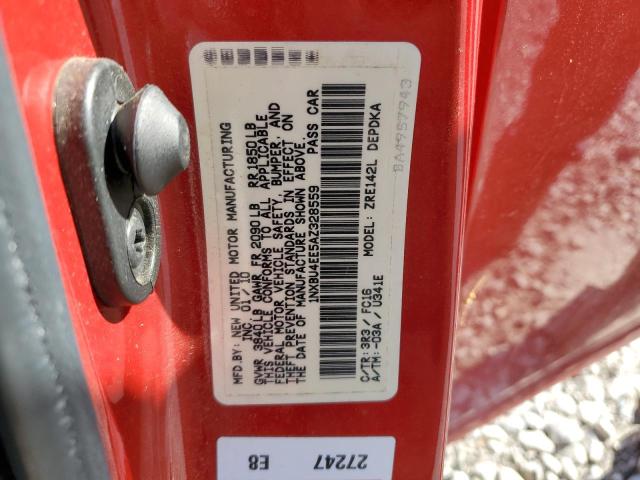 1NXBU4EE5AZ328559 - 2010 TOYOTA COROLLA BASE RED photo 12
