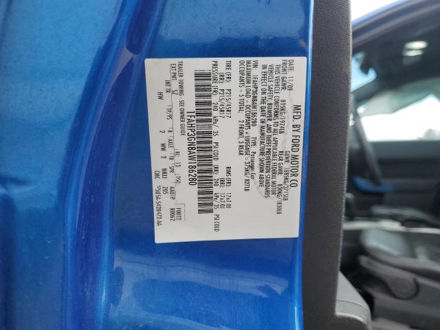 1FAHP3GN8AW186280 - 2010 FORD FOCUS SES BLUE photo 12
