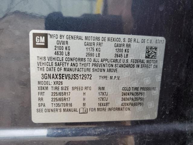 3GNAXSEV9JS512972 - 2018 CHEVROLET EQUINOX LT BLUE photo 14