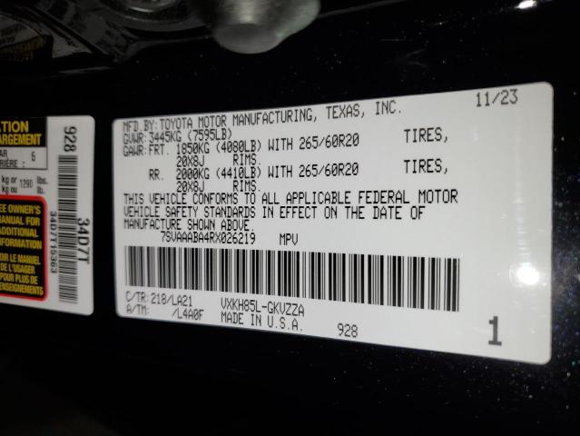 7SVAAABA4RX026219 - 2024 TOYOTA SEQUOIA SR5 黑色 照片 14