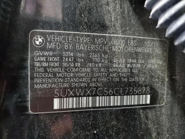 5UXWX7C56CL735878 - 2012 BMW X3 XDRIVE35I BLACK photo 13