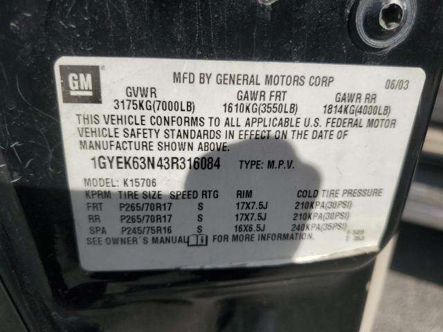 1GYEK63N43R316084 - 2003 CADILLAC ESCALADE LUXURY Siyah fotoğraf 13