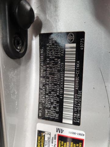 4T1BF3EKXAU051529 - 2010 TOYOTA CAMRY BASE BLACK photo 12