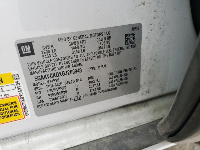 5GAKVCKDXGJ200949 - 2016 BUICK ENCLAVE თეთრი ფოტო 13