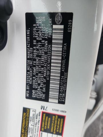 4T1BF3EK1AU532334 - 2010 TOYOTA CAMRY BASE WHITE photo 12