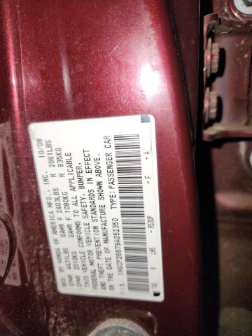 1HGCP26879A052350 - 2009 HONDA ACCORD EXL ბურგუნდია ფოტო 12