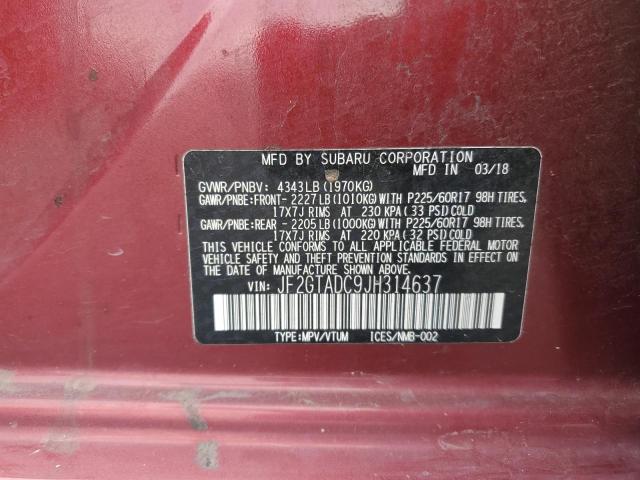 JF2GTADC9JH314637 - 2018 SUBARU CROSSTREK PREMIUM Rot Foto 13