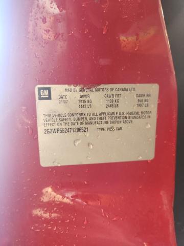 2G2WP552471206521 - 2007 PONTIAC GRAND PRIX RED photo 12