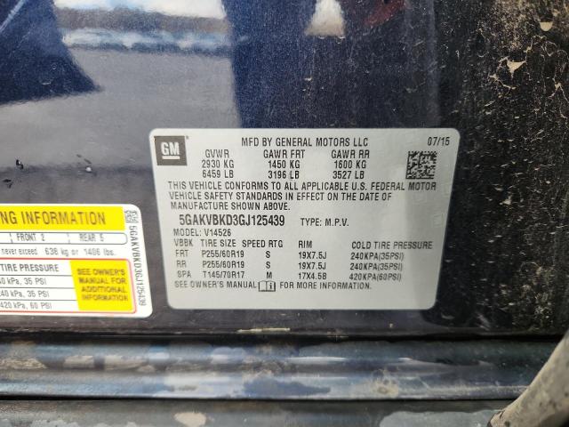 5GAKVBKD3GJ125439 - 2016 BUICK ENCLAVE BLUE photo 13