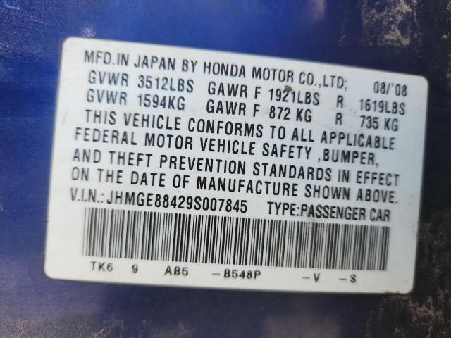 JHMGE88429S007845 - 2009 HONDA FIT SPORT BLUE photo 12