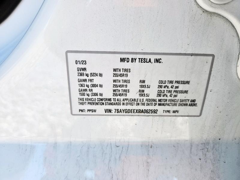 7SAYGDEEXPA062592 - 2023 TESLA MODEL Y WHITE photo 12