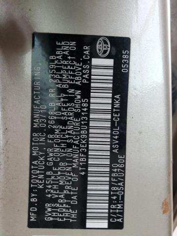 4T1BF3EK9BU131485 - 2011 TOYOTA CAMRY BASE Բեժ լուսանկար 12