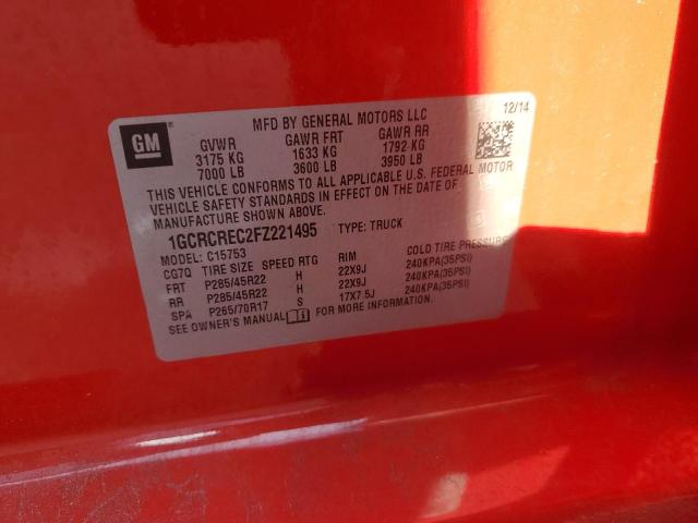 1GCRCREC2FZ221495 - 2015 CHEVROLET SILVERADO C1500 LT RED photo 13