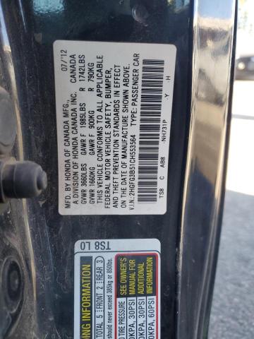 2HGFG3B51CH553564 - 2012 HONDA CIVIC LX BLACK photo 12