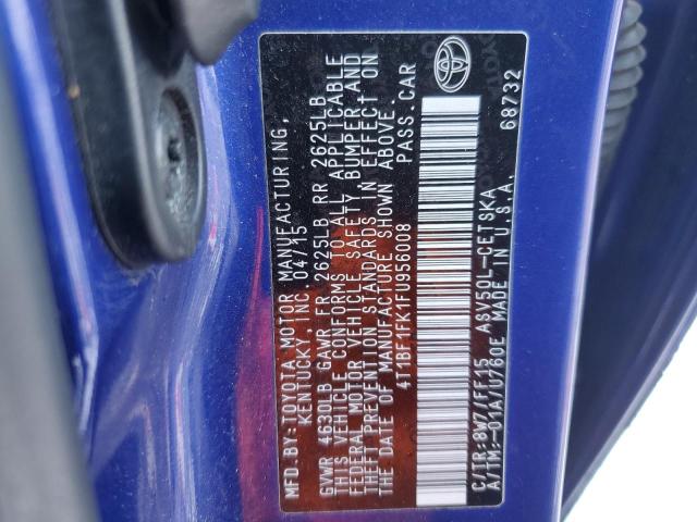 4T1BF1FK1FU956008 - 2015 TOYOTA CAMRY LE BLUE photo 12