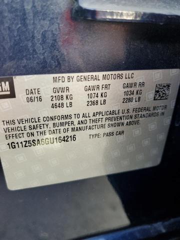 1G11Z5SA6GU164216 - 2016 CHEVROLET IMPALA LS ლურჯი ფოტო 12