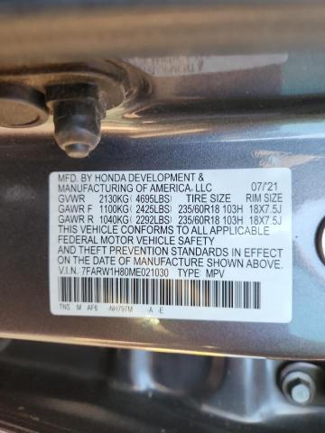 7FARW1H80ME021030 - 2021 HONDA CR-V EXL GRAY photo 14