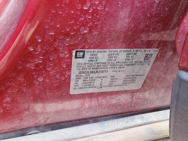 3GNCJLSBXJL210711 - 2018 CHEVROLET TRAX 1LT RED photo 13