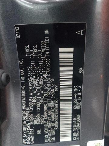 5TDDK3DC1DS069185 - 2013 TOYOTA SIENNA XLE Сірий фото 13