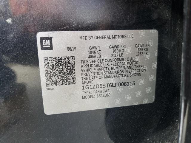 1G1ZD5ST6LF006315 - 2020 CHEVROLET MALIBU LT BLACK photo 12