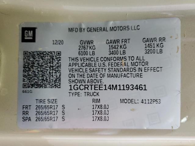 1GCRTEE14M1193461 - 2021 CHEVROLET COLORADO ZR2 TAN photo 12