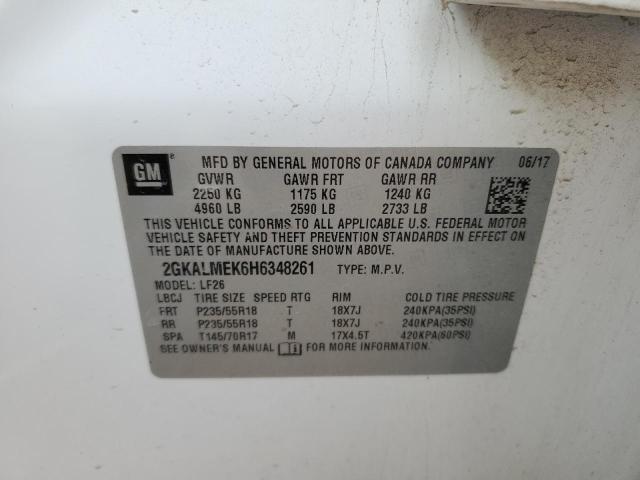 2GKALMEK6H6348261 - 2017 GMC TERRAIN SLE WHITE photo 13