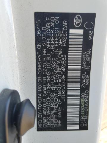 JTDKN3DU8F0462582 - 2015 TOYOTA PRIUS WHITE photo 12