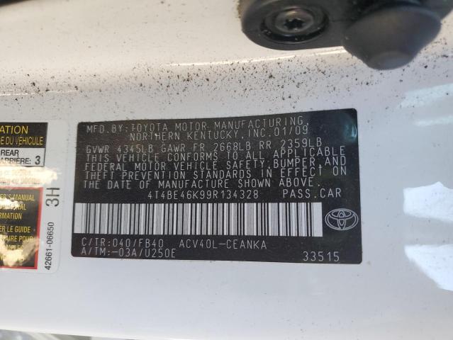 4T4BE46K99R134328 - 2009 TOYOTA CAMRY BASE WHITE photo 12