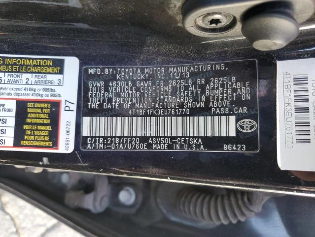 4T1BF1FK3EU761770 - 2014 TOYOTA CAMRY L შავი ფოტო 12