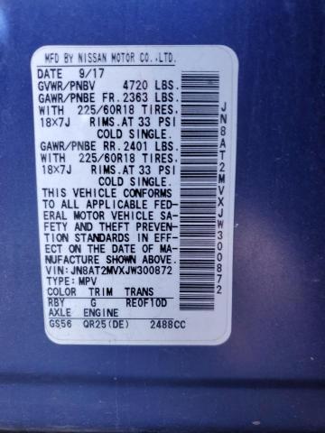 JN8AT2MVXJW300872 - 2018 NISSAN ROGUE S BLUE photo 13