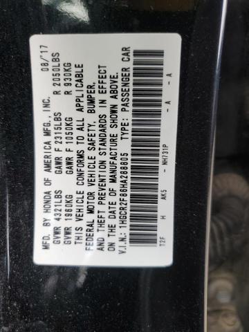 1HGCR2F86HA288805 - 2017 HONDA ACCORD EXL BLACK photo 12