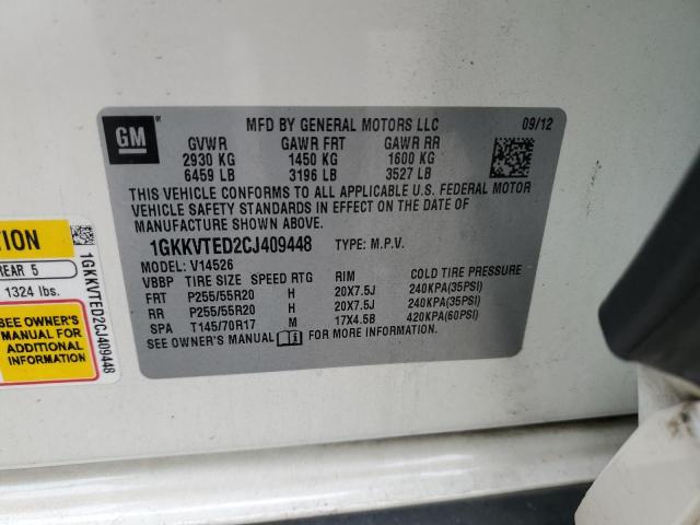 1GKKVTED2CJ409448 - 2012 GMC ACADIA DENALI WHITE photo 13