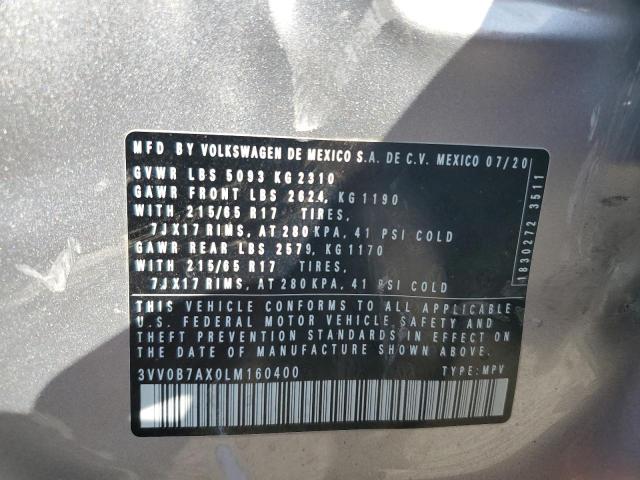 3VV0B7AX0LM160400 - 2020 VOLKSWAGEN TIGUAN S SILVER photo 13