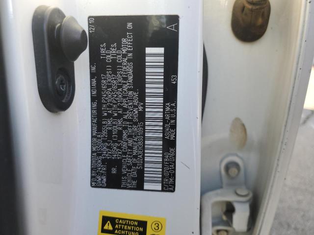 5TDZA3EH3BS010915 - 2011 TOYOTA HIGHLANDER BASE Beyaz fotoğraf 13