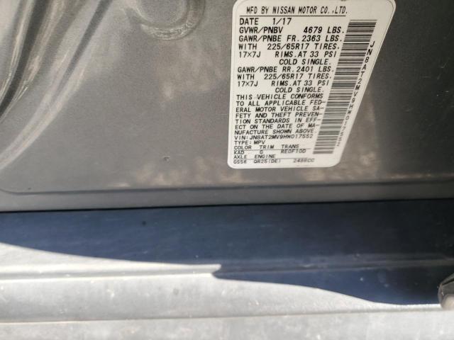 JN8AT2MV9HW017552 - 2017 NISSAN ROGUE S CHARCOAL photo 14