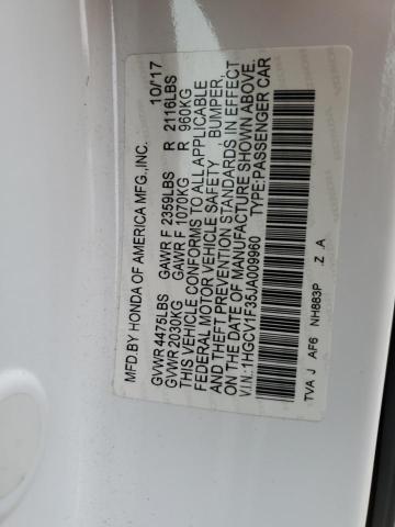 1HGCV1F35JA009960 - 2018 HONDA ACCORD SPORT 白色 照片 12