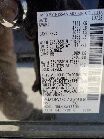 5N1AT2MV4KC723988 - 2019 NISSAN ROGUE S შავი ფოტო 13