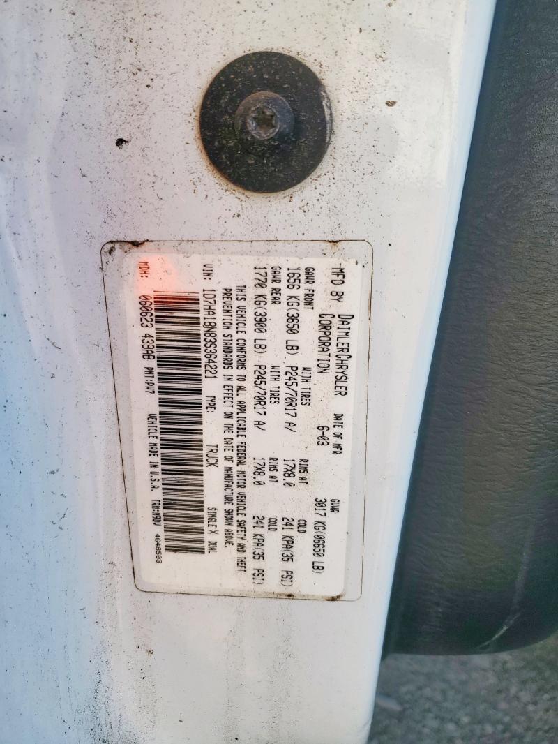 1D7HA18N83S364221 - 2003 DODGE RAM 1500 ST WHITE photo 12