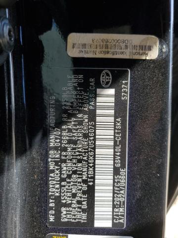 4T1BK46K67U546075 - 2007 TOYOTA CAMRY LE BLACK photo 12