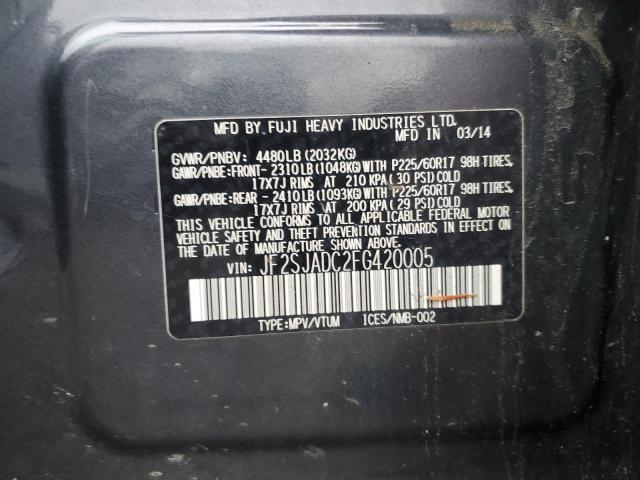 JF2SJADC2FG420005 - 2015 SUBARU FORESTER 2.5I PREMIUM GRAY photo 13