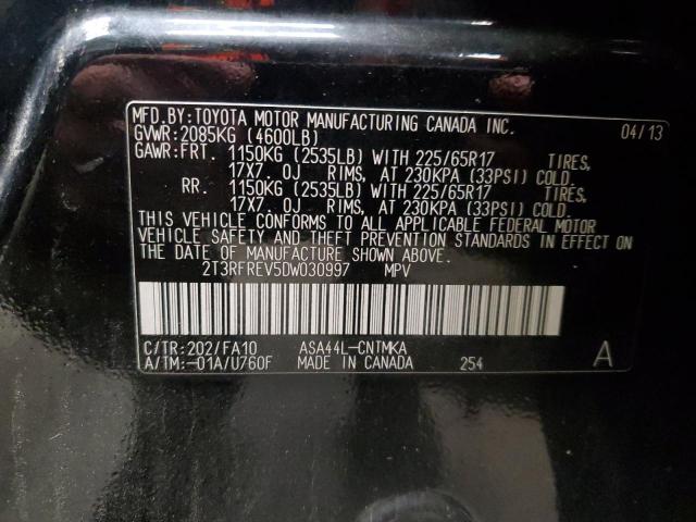 2T3RFREV5DW030997 - 2013 TOYOTA RAV4 XLE BLACK photo 13