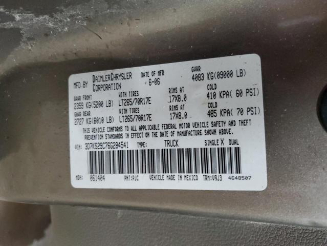 3D7KS29C76G284541 - 2006 DODGE RAM 2500 棕色 照片 13