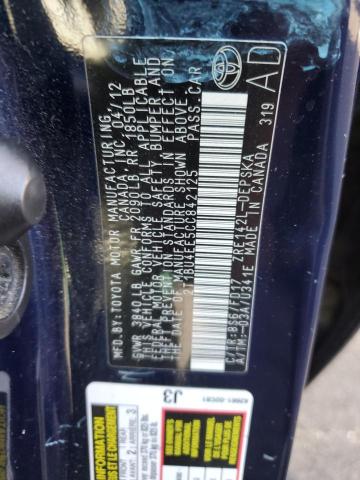 2T1BU4EE5CC842125 - 2012 TOYOTA COROLLA BASE 蓝色 照片 12