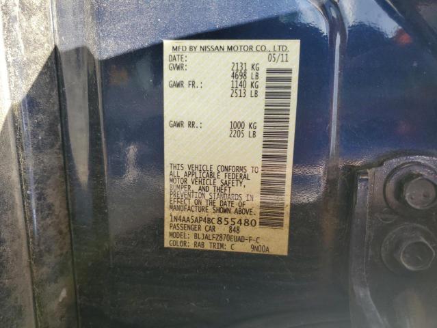 1N4AA5AP4BC855480 - 2011 NISSAN MAXIMA S 蓝色 照片 12