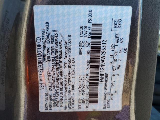 1FAHP3GN9AW295332 - 2010 FORD FOCUS SES GRAY photo 13