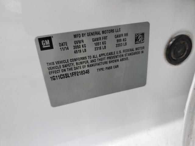1G11C5SL1FF218348 - 2015 CHEVROLET MALIBU 1LT WHITE photo 13