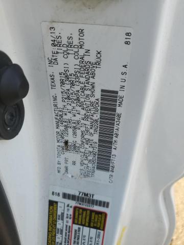 5TFNX4CN5DX027319 - 2013 TOYOTA TACOMA WHITE photo 12